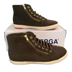 Superga Polly Wool High Top Sneakers Olive Size 10
